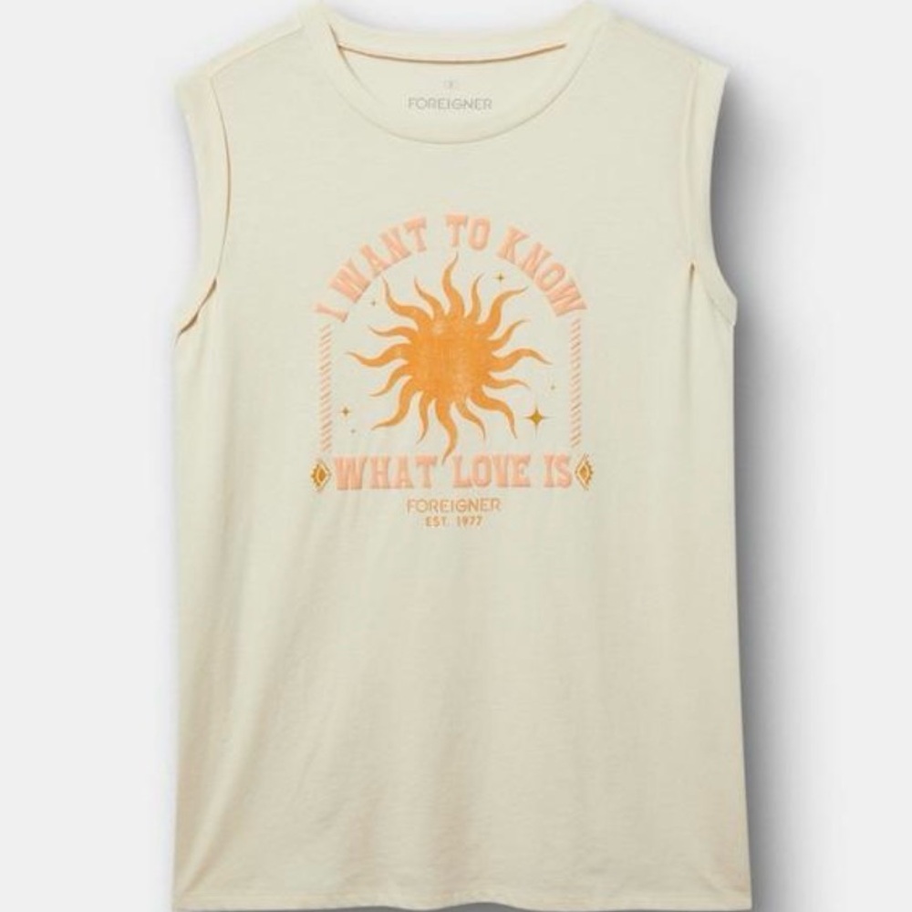Torrid Foreigner I Want to Know What Love Is Muscle Tank Top Sleeveless T-Shirt